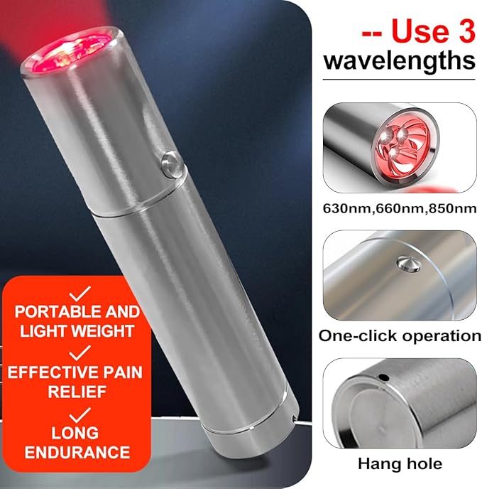 Red Light Therapy for Body of Face,Joints & Muscles Pain Relief,Portable Infrared Red Light Therapy Wand at Home,Infrared Light Therapy Device 630nm 660nm 850nm(3-in-1)