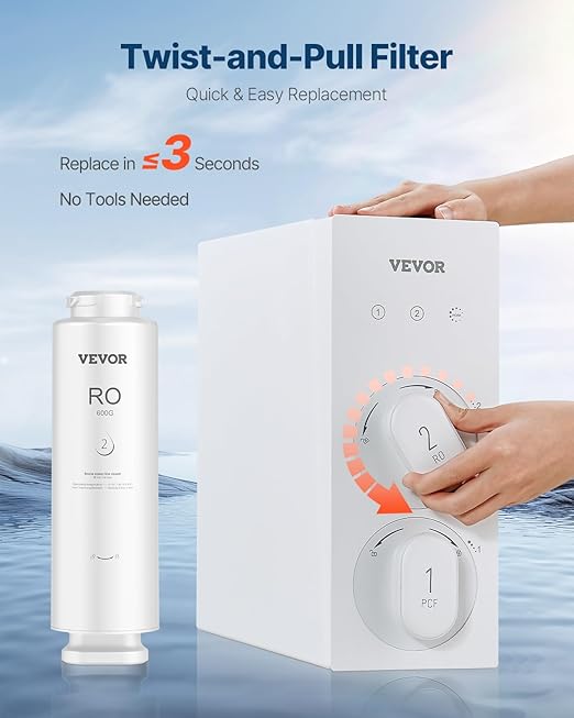 VEVOR Reverse Osmosis Filter, 10-Layers RO Water Filter Replacement, Compatible with SS-003 600 GPD Under Sink Water Filter, 24 Months Reverse Osmosis Filter Cartridge, Reduces Lead, Chlorine, Rust