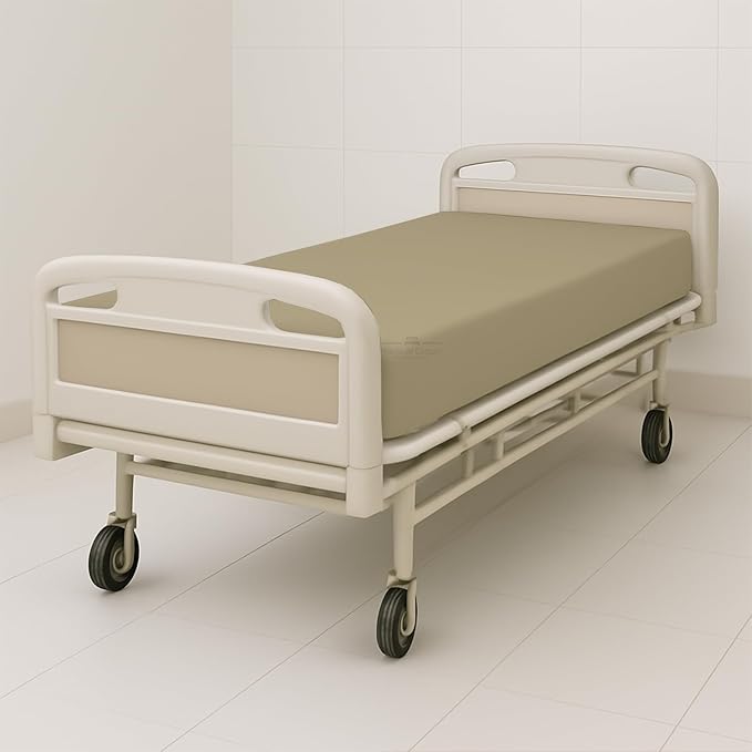 1 Pack Fitted Hospital Bed Sheets - Soft Microfiber Hospital Fitted Sheet - Hospital Bed Fitted Sheets (Beige, 36" x 84" x 12")