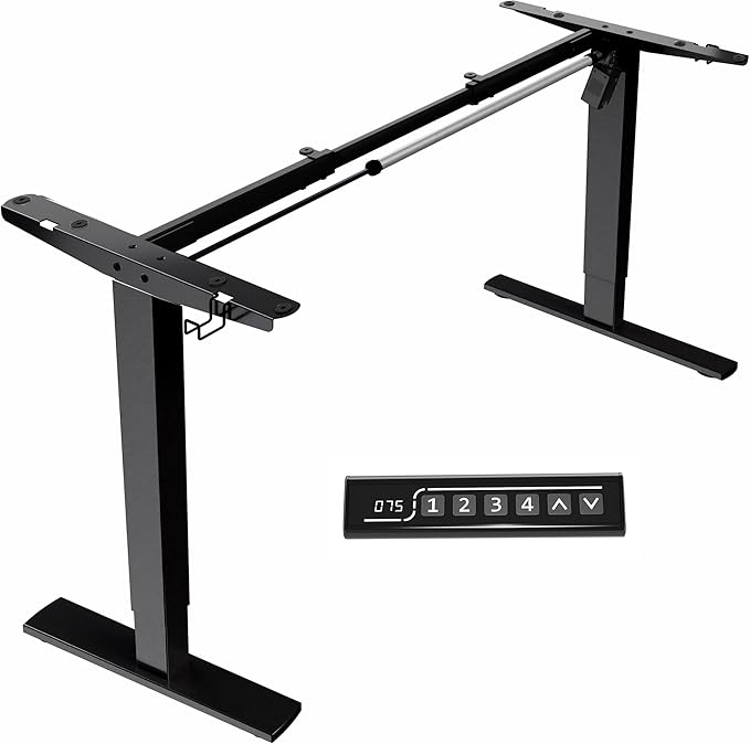 VIVO Electric Stand Up Desk Frame Workstation, Frame Only with 220 lbs Capacity, Brushless Motor Standing Height Adjustable Legs with Memory Controller, Black, DESK-V100EBY