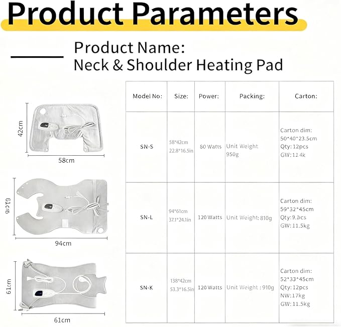 6 Heat & 4 Timer Weighted Heating Pad for Neck & Shoulder → Deep Muscle Pain Relief & Soothing Therapy for Upper Back, Machine Washable, Ideal for Men/Women(Dark Gray,SN-K)