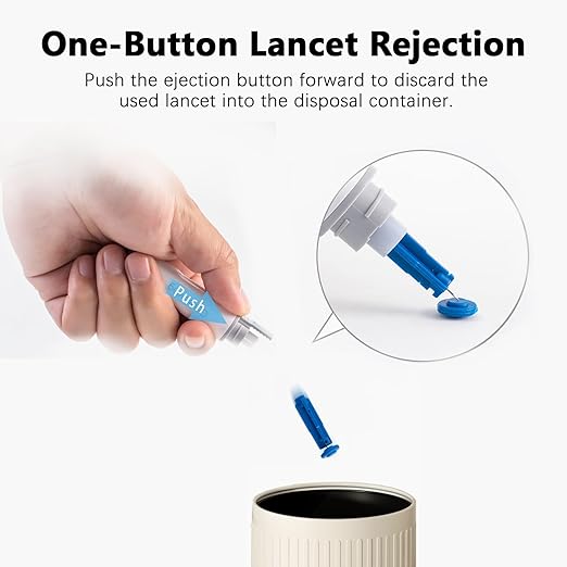 Lancing Device and 100 Lancets, Single Use, 30 Gauge Lancets, for Minimizing Pain and Discomfort