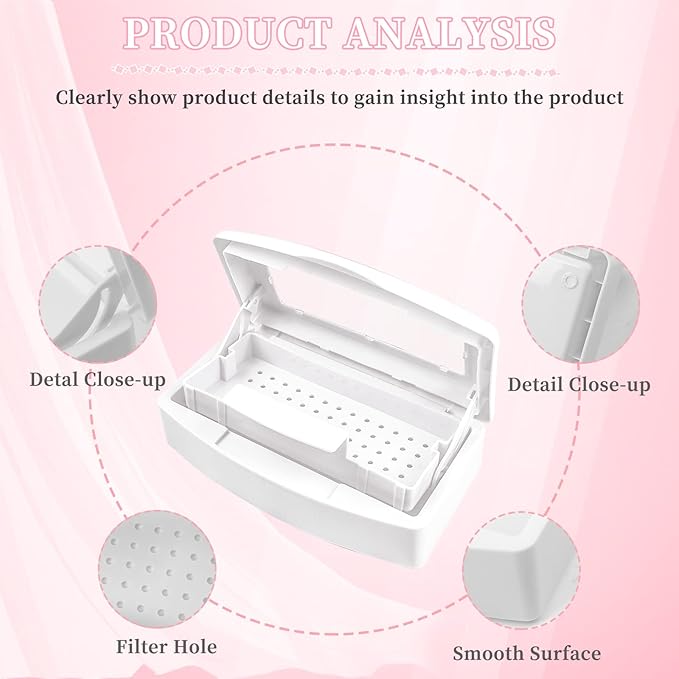 Nail Tool Sterilizer Box, Plastic Sterilizing Tray, Plastic Clean Sterilizing Box Storage Organizer for Nail, Tweezers, Eyelash Extensions, Hair Salon, Spa & Cutter Manicure Equipment(White)