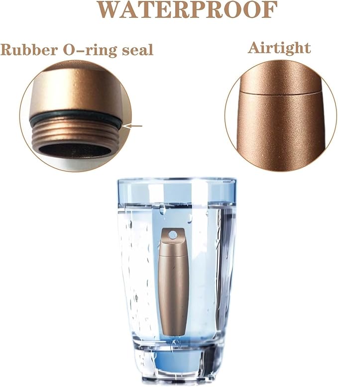 Small Pill Organizer with Keychain, Mini Pill Bottle/Gold Pill Container for Purse, Metal Waterproof Pill Box.