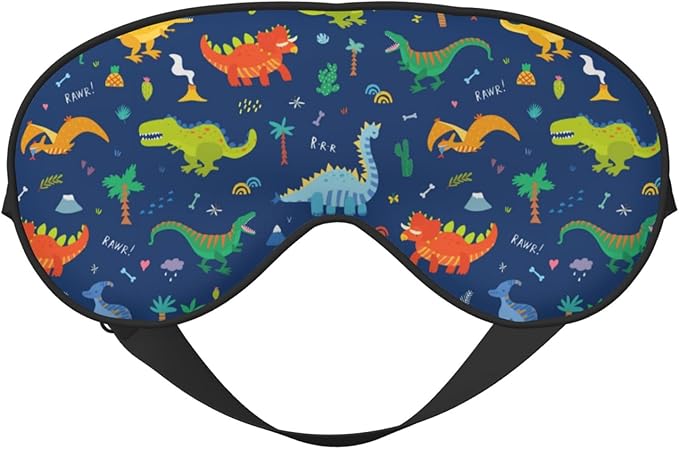 Cute Cartoon Dinosaurs Sleep Mask Eye Mask with Adjustable Strap Eye Sleep Shade Cover Blocks Light for Women Men Airplane Travel Nap