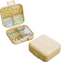 Small Travel Pill Box, Double Layer 7-Compartments Pill Organizer, 3.1" x 3.1" x 1.4" Portable Weekly Pill Case Container for Pocket, 7 Day Compact Medicine Holder for Vitamins, Fish Oils Yellow