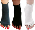 AIBEARTY 3 Pairs Yoga Sport Gym Five Toe Separator Socks Foot Massage Toeless Socks