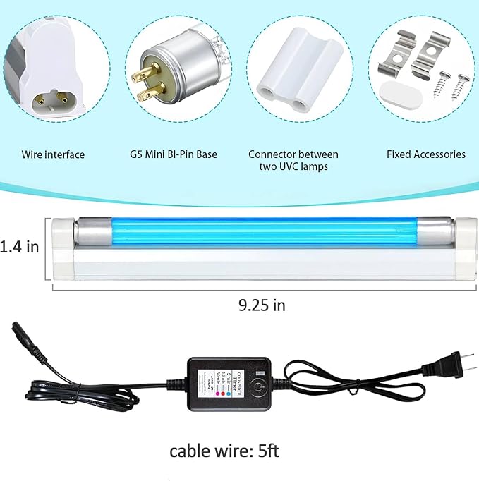 Coospider 6W UV Light with Ozone,185nm Sanitizer Lamp with 3 Time Gear, UVC Lamp for Shoes/Closet/Cabinet/Bathroom 110V CTUV-6– Perfect Father's Day Gifts