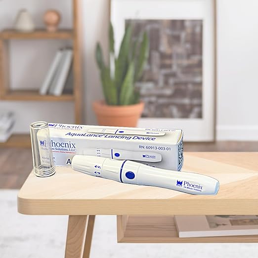 Lancing Device Pen, 5 Depth Settings, Less Pain Design, Blood Sampling Pen, Accurate Blood Sample, Use with Twist Top Lancets, Blood Sugar Level Monitoring Glucose Testing, Lancing Tool