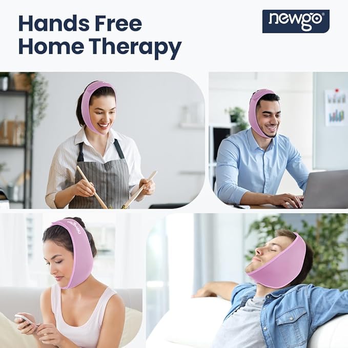 NEWGO Wisdom Teeth Ice Pack Head Wrap for Face Oral Surgery, Jaw Ice Pack for Face with 4 Hot Cold Gel Pack for TMJ, Tooth Extraction, Tonsillectomy Recovery - Purple