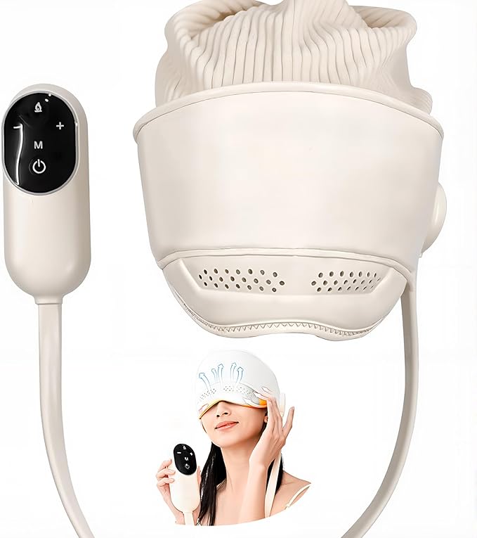 Hooded Head Massager & Eye Relaxation Device with Heat, Rechargeable Scalp Massager for Stress Relief and Comfort, Ideal for Relaxation