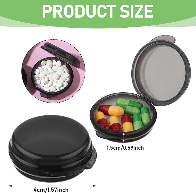 3PCS Small Pill Box, Travel Round Pill Case, Portable Medicine Pill Container Holder, Daily Mini Pill Organizer for Purse Pocket to Hold Vitamin Medication Fish Oil Supplement