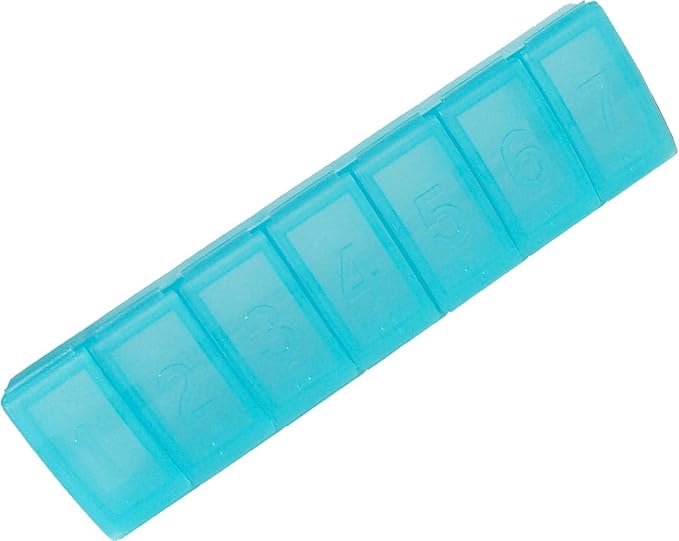 Tupperware Gadget 7 Day Pill Keeper Divided Storage Container Organizer Sheer Aqua Blue