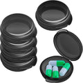 Patelai Small Pill Case Travel Pill Container Clear Mini Organizer Box Round Black Medicine Case Holder for Pocket Purse Briefcase Travel Medicine Cod Liver Oil Storage(6 Pack)