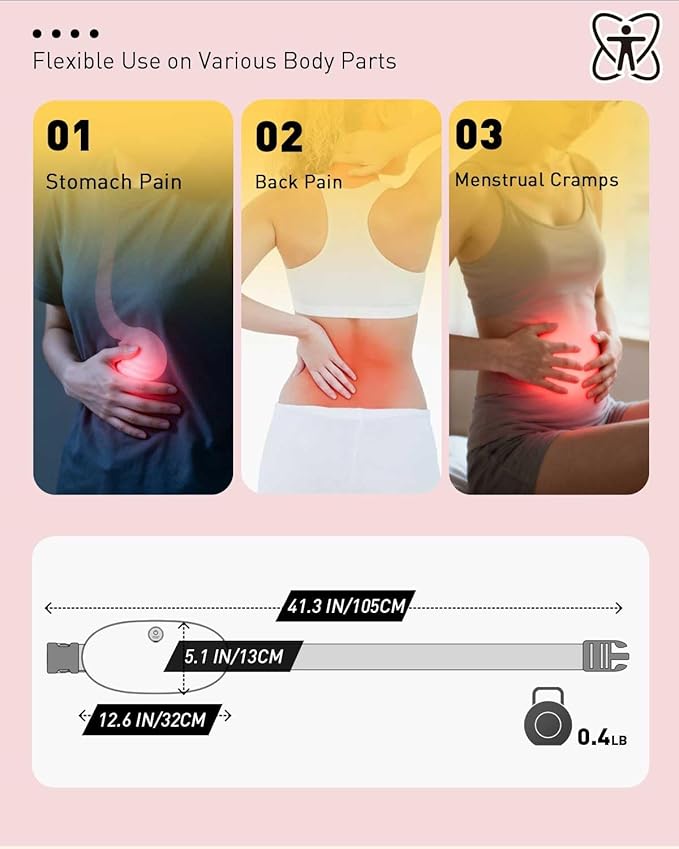 5000mAh Graphene Cordless Portable Heating Pad,Detachable Washable Cover, 4 Heat Settings, Menstrual Period Heating Pad, Electric Heating Belt, Gifts for Women Girl, Pink