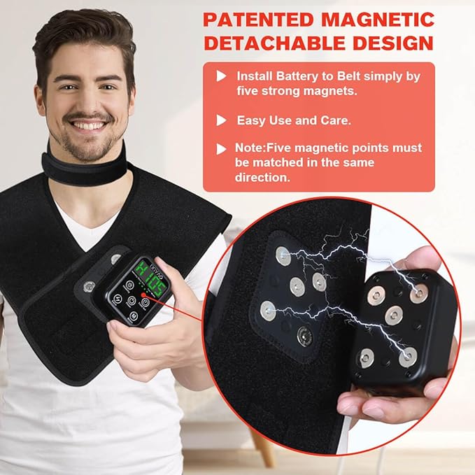 New RC2 Cordless Red Light Therapy for Neck and Shoulders, Near Infrared Therapy Wrap Pulse Therapy for Pain Muscle Relief