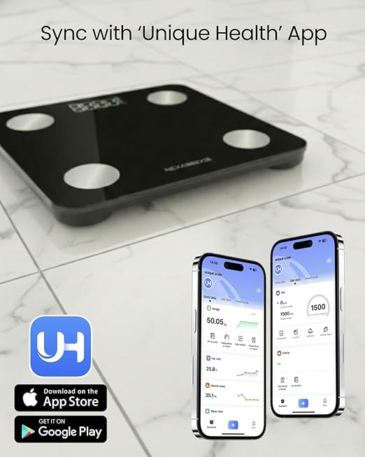 Smart Scale for Body Weight, BMI, Body Fat, Muscle Mass, 11" Large Digital Bathroom Scale, 25 Body Composition Analysis, Sync App, Bluetooth, LED HD Display, 400 lbs - Nexa 2
