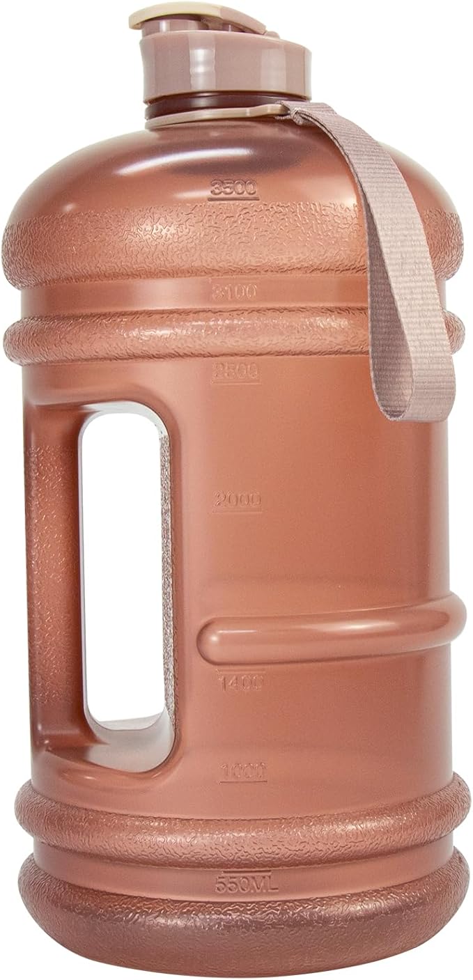 TOOFEEL Gallon Water Bottle - 128 oz with Flip Lid & Handle, BPA Free, Marked Measurements - Transparent Pink