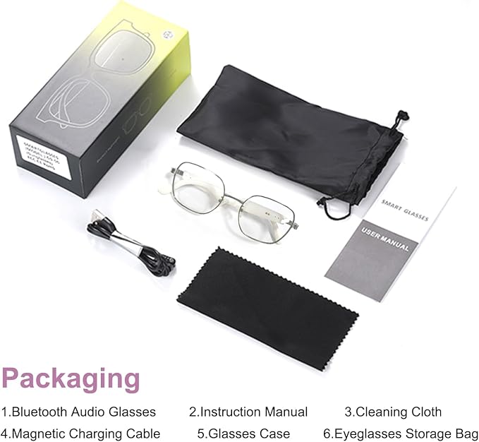Smart Glasses, Blue Light Blocking Glasses for Men and Women, Photochromic Sunglasses, Built-in Mic & Speakers, Hands-Free Calling, Bluetooth Audio Glasses for Work/Travel, Voice Control