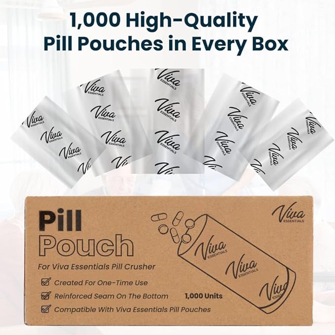 VivaEssentials 1000 Pill Crusher Pouches for VivaEssentials Pill Crusher