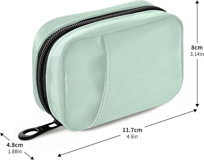 Naanle Pill Box 7 Day Pill Case Travel Pill Organizer Bag with Zipper Portable Weekly Case Compact Size for Vitamin Supplement Holder, Solid Color Light Green, 4.6 x 3.14 x 1.88 Inch, 0.12 kilograms