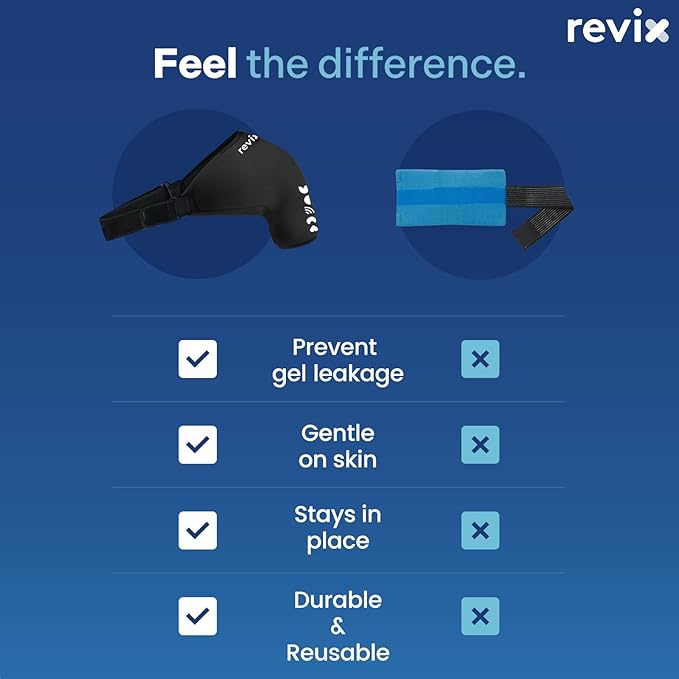 REVIX XL Shoulder Ice Pack for Rotator Cuff and Arm, Reusable Large Cold Gel Wrap with Compression, Quick-On & Quick-Off Design, Flexible Fit for Sports Recovery, Workout Relief, and Everyday Comfort