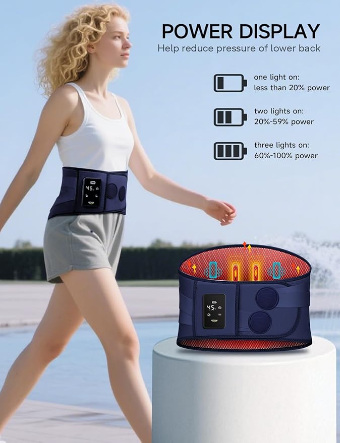 ALLJOY 67" Cordless Heating Pad for Back Pain Relief FSA Eligible HSA, Portable Lower Back Massager with 3 Heat 5 Vibration, Wireless Heating Pad for Cramps,Rechargeable Back Support Heat Massage Belt