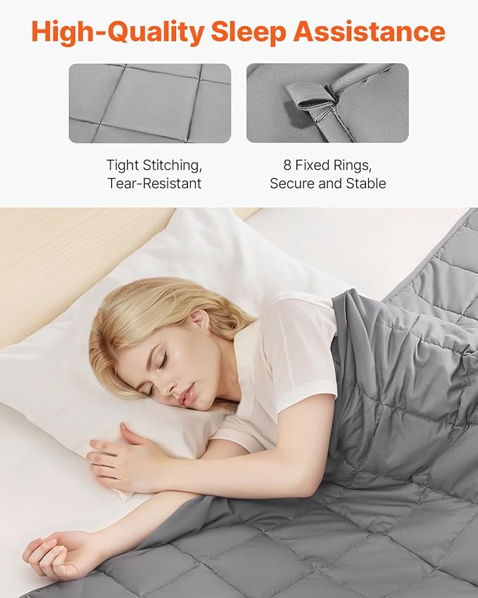 VEVOR Weighted Blanket 60 x 80 inch - Queen Size, 25 lbs Heavy Blanket with Cooling Glass Beads, Soft & Breathable for All-Season Use, Suitable for Adults 250–310 lbs, Ideal Gift Choice (Grey)