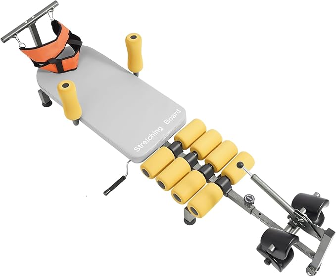 Multifunctional Full Body Traction Bed, Cervical Spine Stretcher Traction Spine Lumbar Massage Traction Table Back Stretch Decompression Machine for Tension Relief & Body Aches Pains, Massage (Grey)