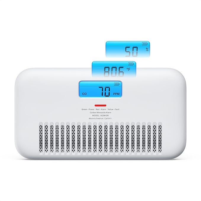 X-Sense 3-in-1 Carbon Monoxide Detector, with Temperature & Humidity Monitor, Voice Alerts, Replaceable Battery Powered CO Alarm, XC0M-SR, 1-Pack