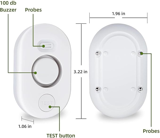 Water Leak Detector Sensor Alarm: Home Water Flooding Monitor Smart Sink Overflow Monitoring Adjustable Wet Moisture Alert Pipe Leakage Drip Detection Warning for Basement Floor 3Pack