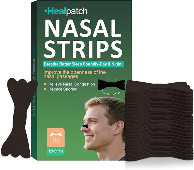 120Ct Nasal Strips for Snoring & Breathing Relief | Nose Tape for Nasal Congestion Relief | Effective Nose Strips to Open Airway, Improve Sleep & Anti Snoring (Black-120 Packs)