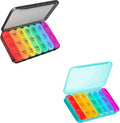 ASprink Black and Cyan Pill Organizer 3 Times a Day - Weekly Pill Organizer 3 Times a Day - Large Pill Box 7 Day Medicine Organizer Pill Case