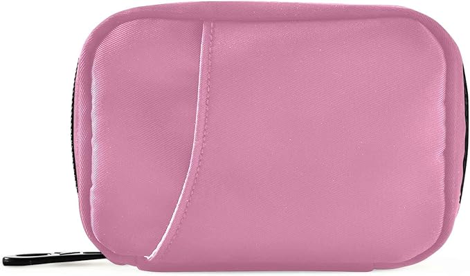 Pill Box 7 Day Pill Case Travel Pill Organizer Bag with Zipper Portable Weekly Case Compact Size for Vitamin Supplement Holder, Solid Color Pink
