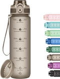 32oz Water Bottle with Time Marker, Motivational Drinking Bottle with Strap, BPA-Free Leak-Proof, Encouraging Water Bottle Time to Drink Water for Gym School Office Travel