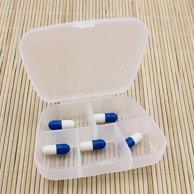 Pill Box,dezirZJjx Premium 5 Compartments Medicine Case Pills Tablet Jewelry Box Organizer Container - White