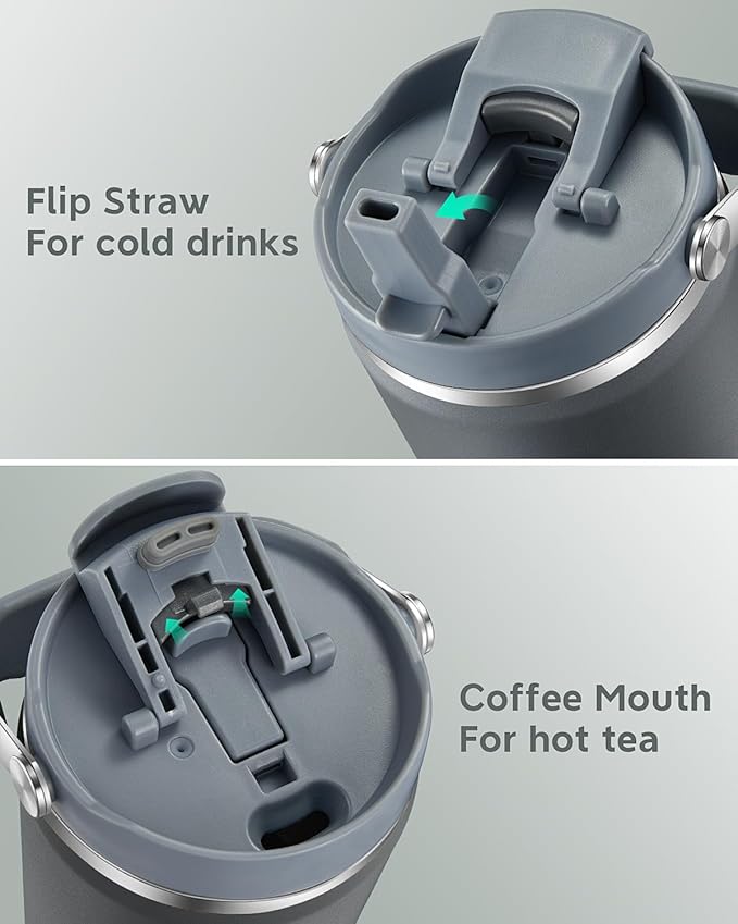 Gpeng 40 oz Tumbler with Handle, Water Bottles with Straw Lid, Insulated Stainless Steel Travel Mug Cup Holder Friendly, Keep Drinks Cold or Hot for 48+ Hours