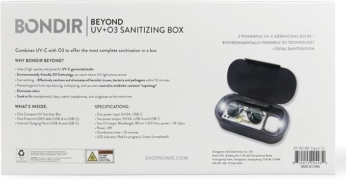 Beyond UV+O3 Sanitizer Box and Universal Charger UV and Ozone Disinfector for Phone, Mask, Makeup Brush, Nail Tool (Almond Oil)