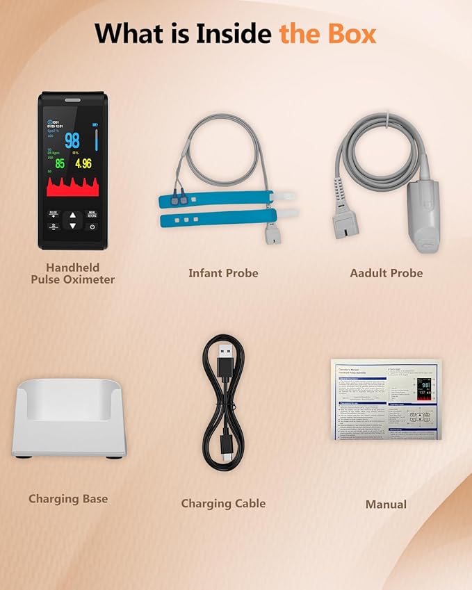 Pulse Oximeter Fingertip HealthTree Handheld Pulse Oximeter Overnight for Adult Kids Rechargeable Oxygen Monitor Fingertip for SpO2 and Pulse Rate Continuous