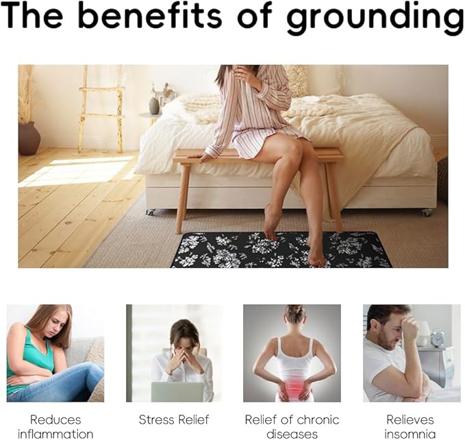 Grounding Mat for Feet, 11.8x23.6in Grounding Pad Earth Mat with 15ft Cord for Better Sleep