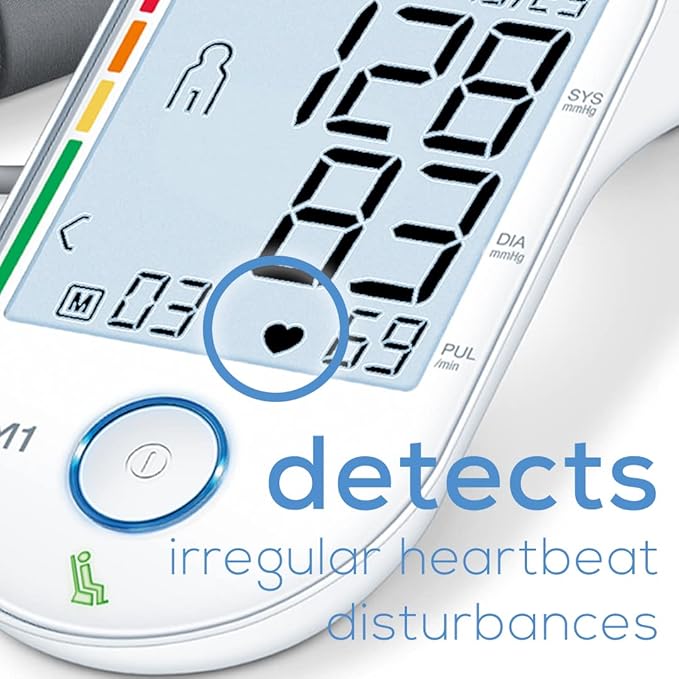 Beurer BM55 Blood Pressure Machine – XL Backlit Display, Arrhythmia Alarm, Portable Storage Kit, 2 Users, Automatic Blood Pressure Cuff, Resting Indicator – Blood Pressure Monitor Batteries Included