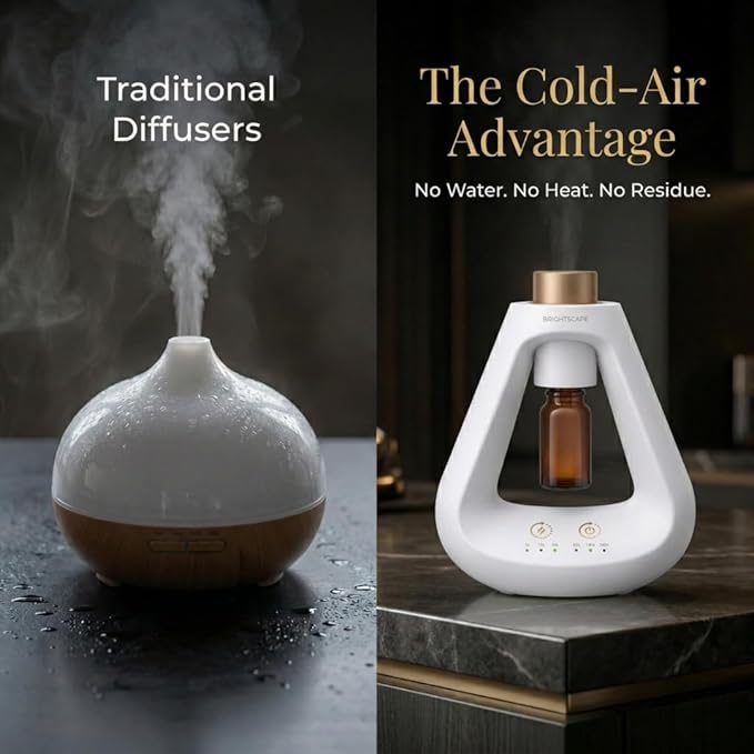 Apex Waterless Diffuser — Cold Air Nebulizing Aromatherapy Diffuser for Home & Office | No Water, No Heat, No Residue | 9 Precision Scent Settings | Pristine White