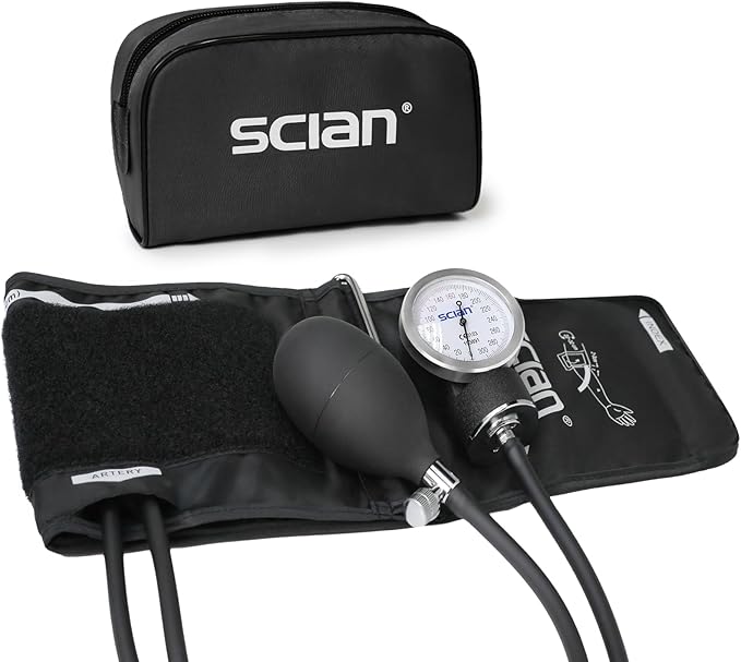 SCIAN Manual Blood Pressure Cuff - Aneroid Sphygmomanometer with European Cuff 12.6-20.8" and D-Ring, Come with Carrying Bag for Nurse Doctor Senior Adult, Black-Large Cuff