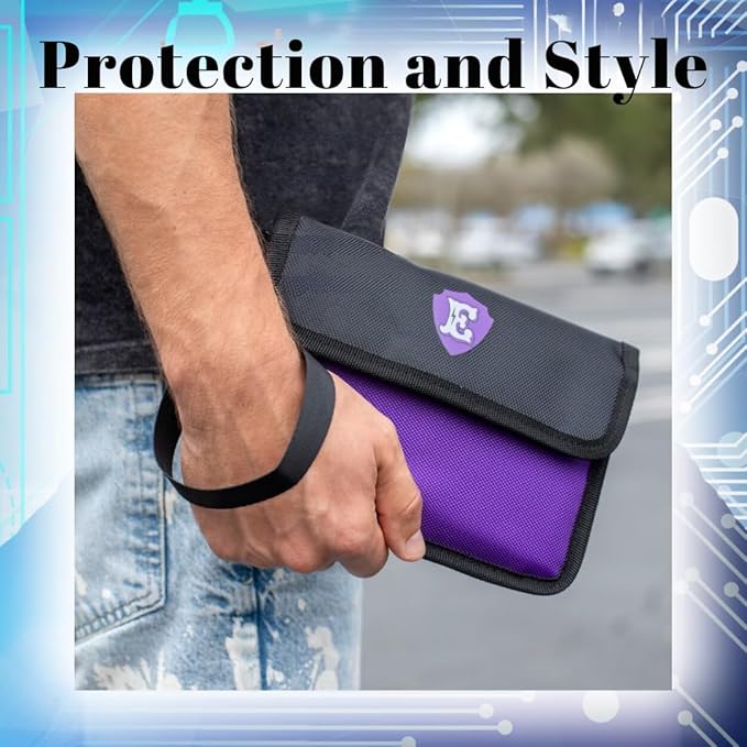 Large Faraday Bags for Phones with Two Pockets, RFID Blocking Sleeves, Signal Blocking Shield, Faraday Key Fob Protector, RFID Faraday Pouch for Key fob w/Removable Handle