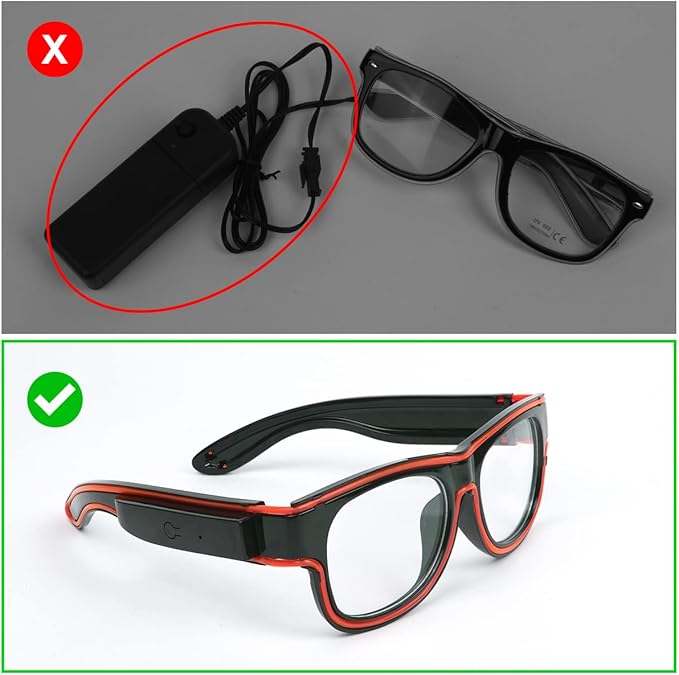Ainiv Wireless Light Up Glasses 3 Modes LED Luminous Glasses Glow in the Dark for Parties, DJ, EDM, Halloween, Christmas