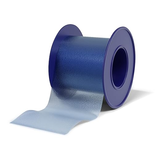 Niveus Gentle Silicone Tape Strips - Dentist Developed, Clear Soft Perforated Silicone Adhesive, FSA HSA Approved, for Sensitive Skin (1 Blue Tape Roll)