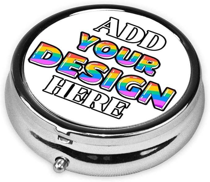 Custom Medicine Pill Organizer, Medicine Pill Box Case Container Travel Pill Holder Vitamin for Purse Med Wallet Portable Mini Pastillero Round, White, Personalized Gifts