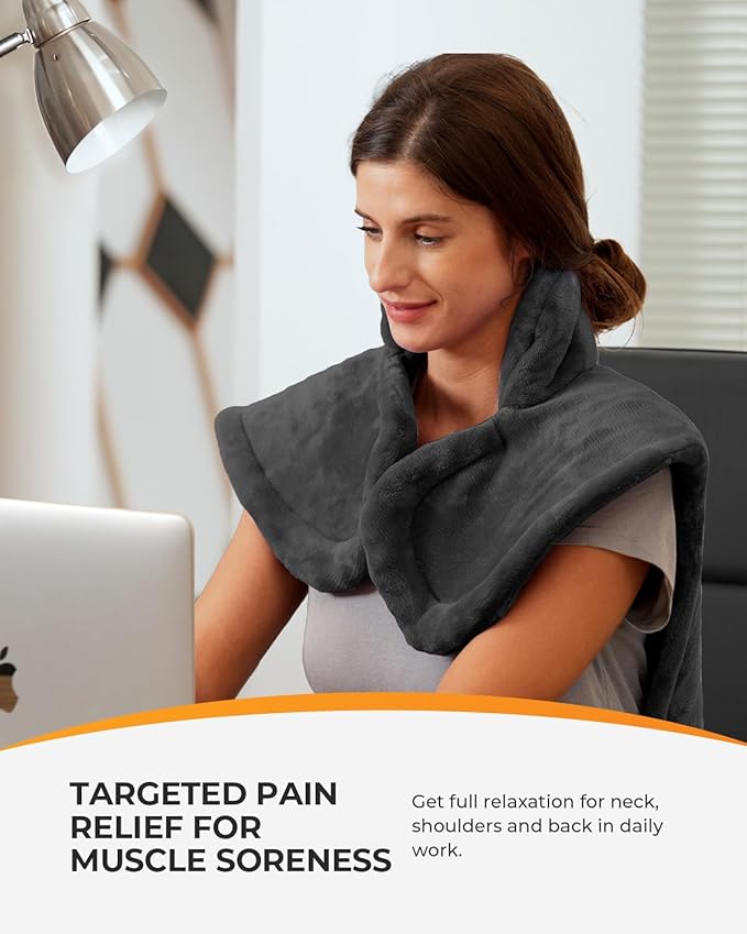CooCoCo HSA Approved Heating Pad for Back Pain Relief, FSA Eligible Items Only, Electric Heat Pad for Neck Shoulders, Auto Off, Moist Heating, 24"x33", 10ft Cord, Gray