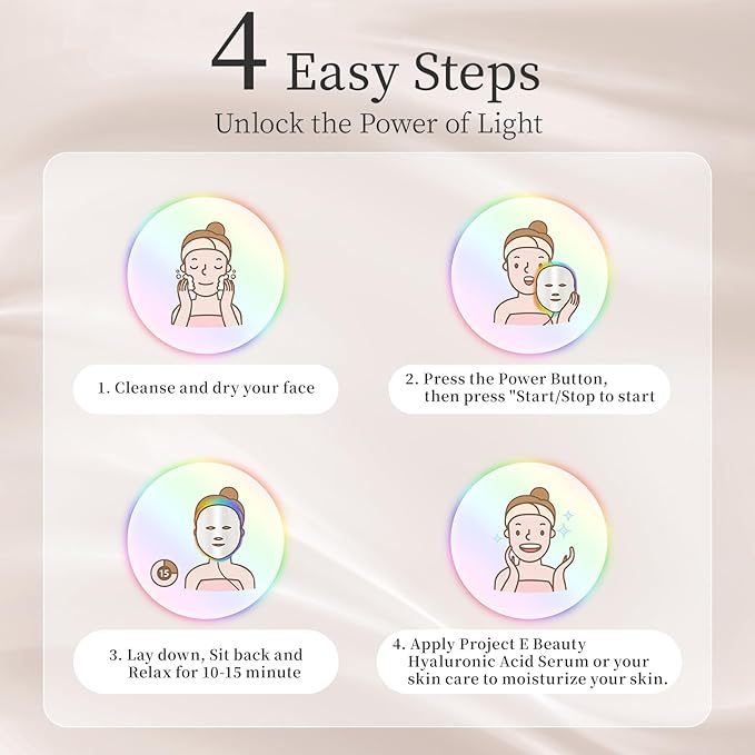 LED Face Mask Light Therapy, Red Light Therapy Mask with 7 Colors, 850nm Infrared & Red Light Therapy for Face, Portable Anti-Aging Skin Rejuvenation Tool with Timer for Home Use