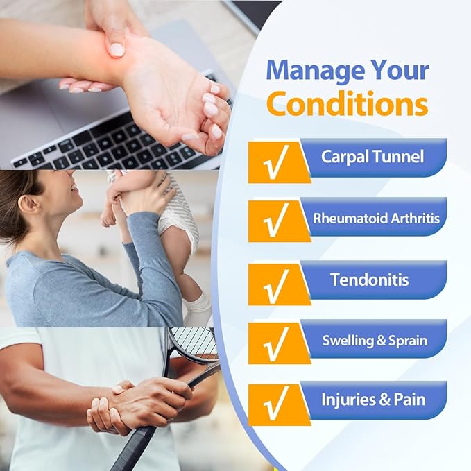 Wrist Ice Pack for Carpal Tunnel, Reusable Hot Cold Therapy Hand Ice Pack Wrap Wrist Ice Brace for Hand Surgery, Rheumatoid, Tendinitis, Swelling, Injuries, Pain Relief